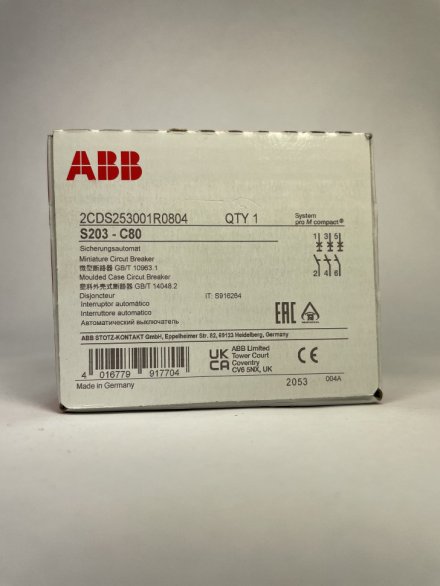 Автомат ABB S203 C80 80A (C) 6kA