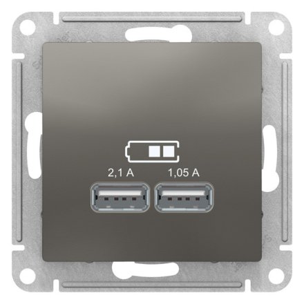 ATN000933 - AtlasDesign USB РОЗЕТКА, 5В, 1 порт x 2,1 А, 2 порта х 1,05 А, механизм, СТАЛЬ