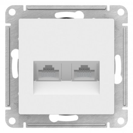 ATN000188 - AtlasDesign РОЗЕТКА двойная компьютерная RJ45+RJ45, категория 6А, механизм, БЕЛЫЙ