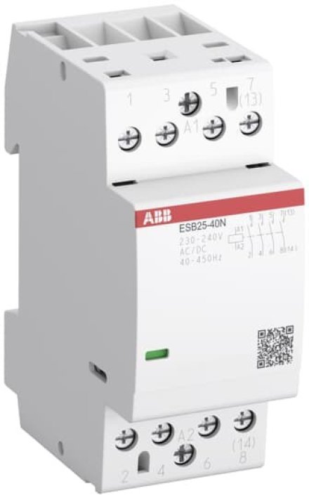 ABB Контактор ESB25-40N-06 модульный (25А АС-1, 4НО), катушка 230В AC/DC