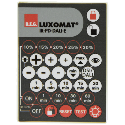 IR-PD-DALI-E, Инфракрасный пульт дистанционного управления IR-PD-DALI-E для датчиков PD2-M-DALI/DSI, PD4-M-DALI/DSI /-С, PD9-M-DALI/DSI /-GH и PD4-M-DUO-DALI, B.E.G.