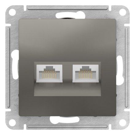 ATN000985 - AtlasDesign РОЗЕТКА двойная компьютерная RJ45+RJ45, категория 5E, механизм, СТАЛЬ