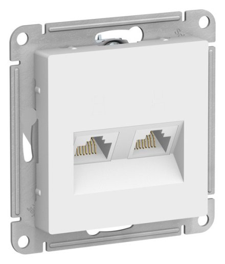 ATN000185 - AtlasDesign РОЗЕТКА двойная компьютерная RJ45+RJ45, категория 5E, механизм, БЕЛЫЙ