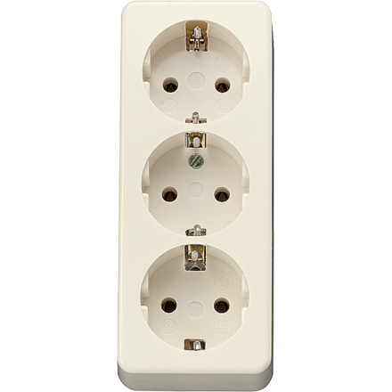 10S23LA Розетка 16A 250V  накладная, с основанием, тройная