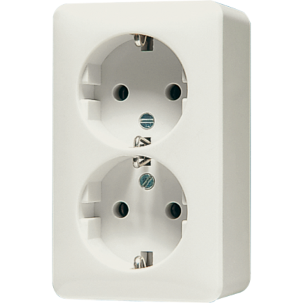 6022A Штепсельная розетка SCHUKO для накладного монтажа, 16A 250V   сдвоенная; слоновая кость