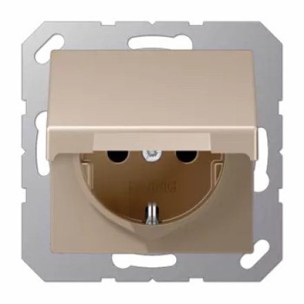 A1520KIKLCH SCHUKO-розетка с откидной крышкой и защитой от детей; шампань