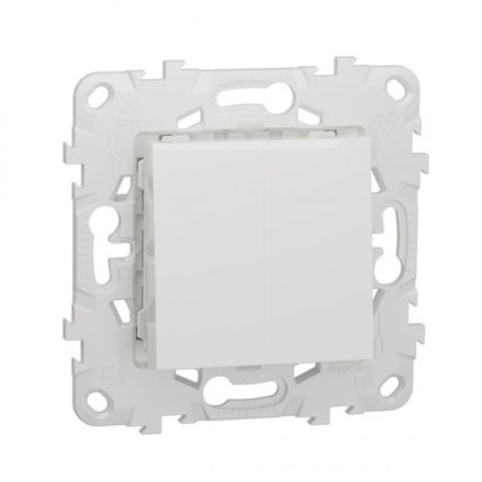 NU521318; Unica New Переключатель двухклавишный, 2 х сх. 6, 10 AX, 250В белый Schneider Electric