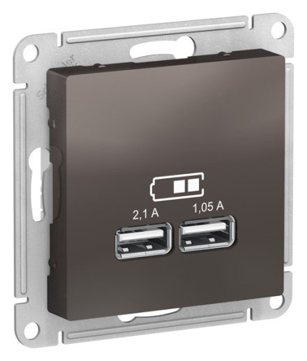 ATN000633 - AtlasDesign USB РОЗЕТКА, 5В, 1 порт x 2,1 А, 2 порта х 1,05 А, механизм, МОККО